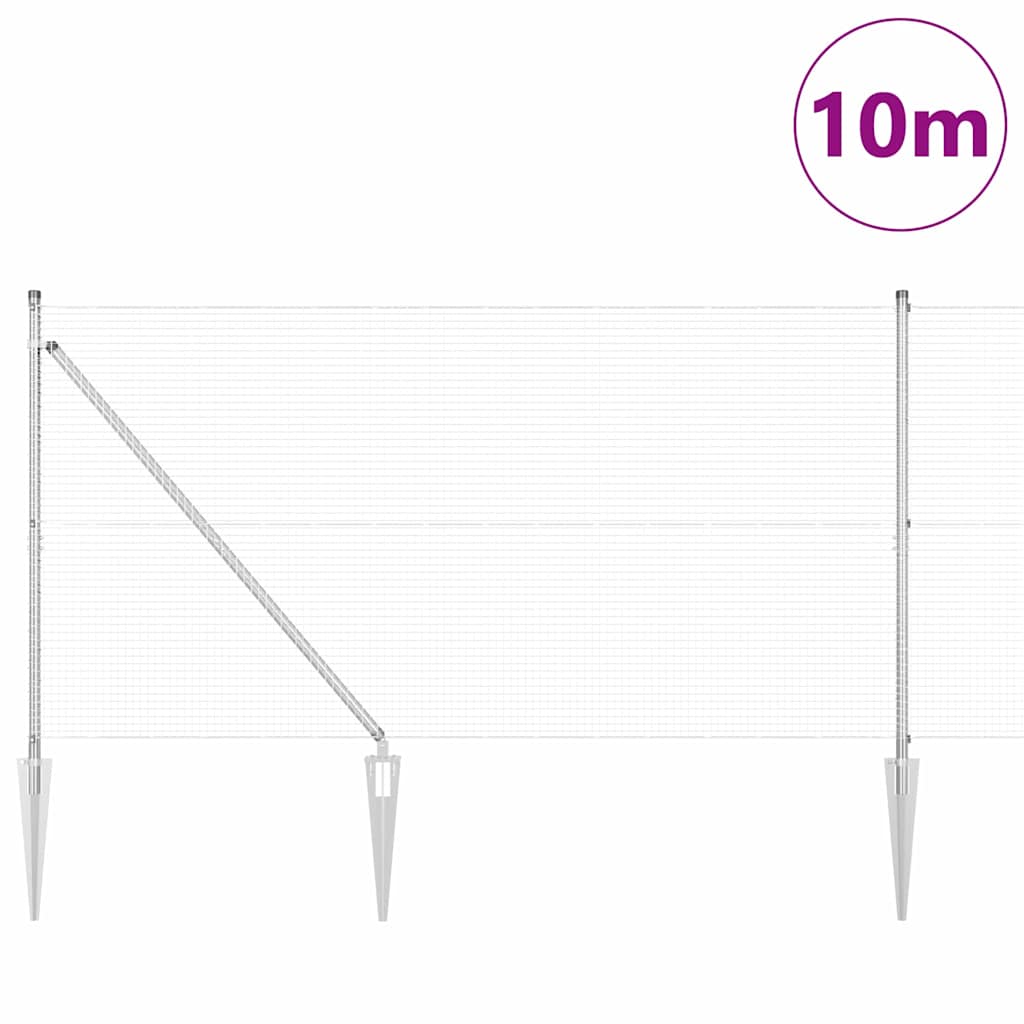 Svweiende trådgjerde med spisser 10 x 1,4 m Galvanisert stål