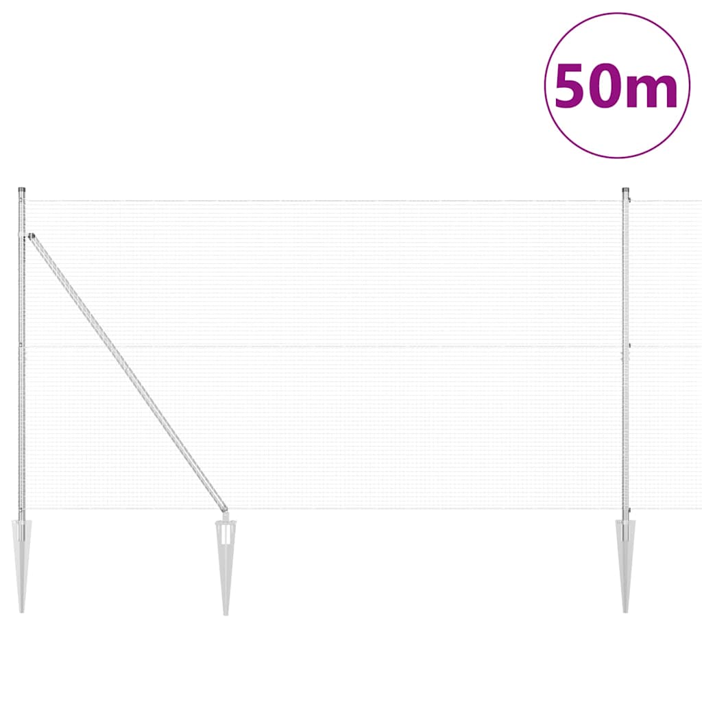 Svweiende trådgjerde med spisser 50 x 1,5 m Galvanisert stål