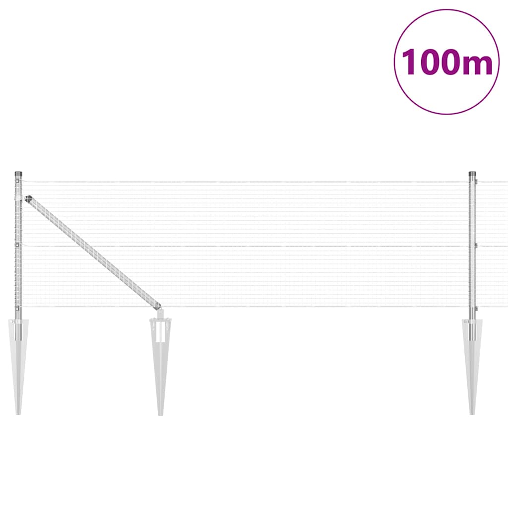 Svweiende trådgjerde med spisser 100 x 0,5 m Galvanisert stål