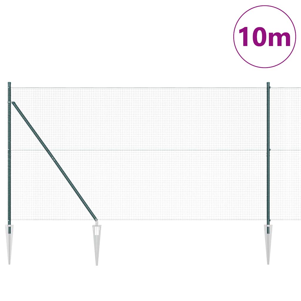 Svweiende trådgjerde med spisser 10 x 1,4 m PVC-belagt stål