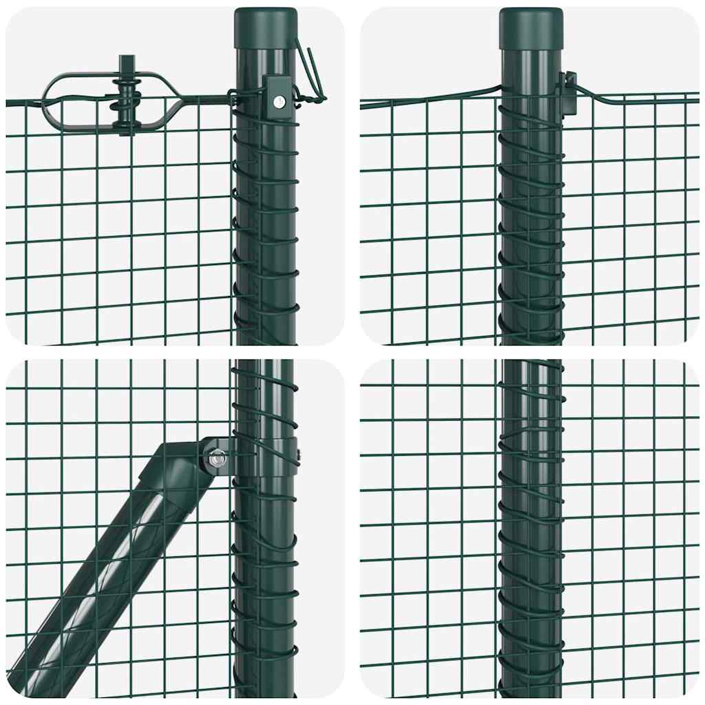 Spike-Installert Sveist Nettgjerde Stål og PVC Grønn Mesh