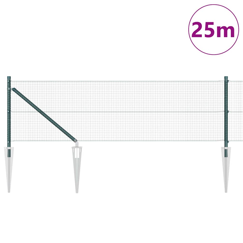 Spike-Installert Sveist Nettgjerde Stål og PVC Grønn Mesh