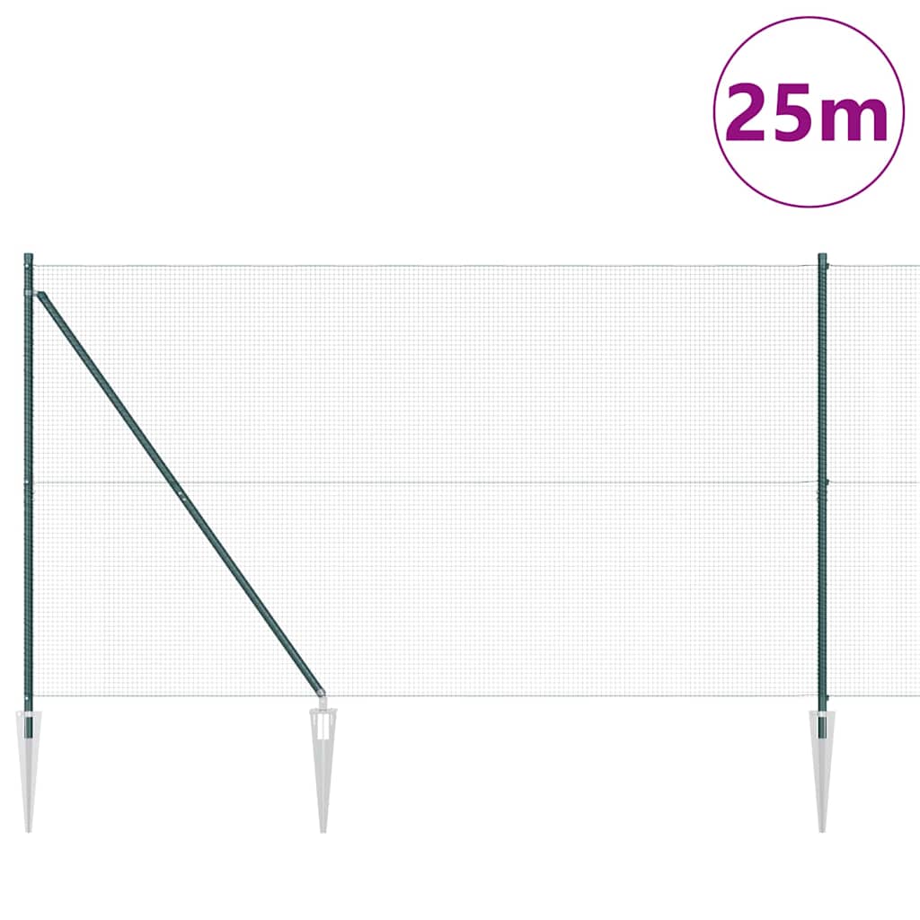 Svweiende trådgjerde med spisser 25 x 1,6 m (B x H)