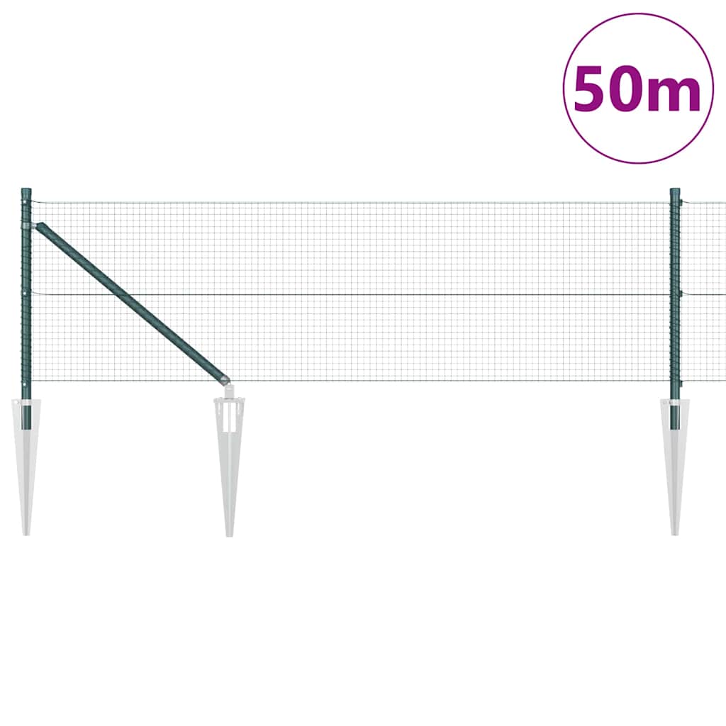 Spike-Installert Sveist Nettgjerde Stål og PVC Grønn Mesh