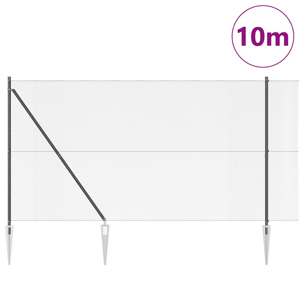 Svweiende trådgjerde med spisser 12 x 1,5 m PVC-belagt stål Grå
