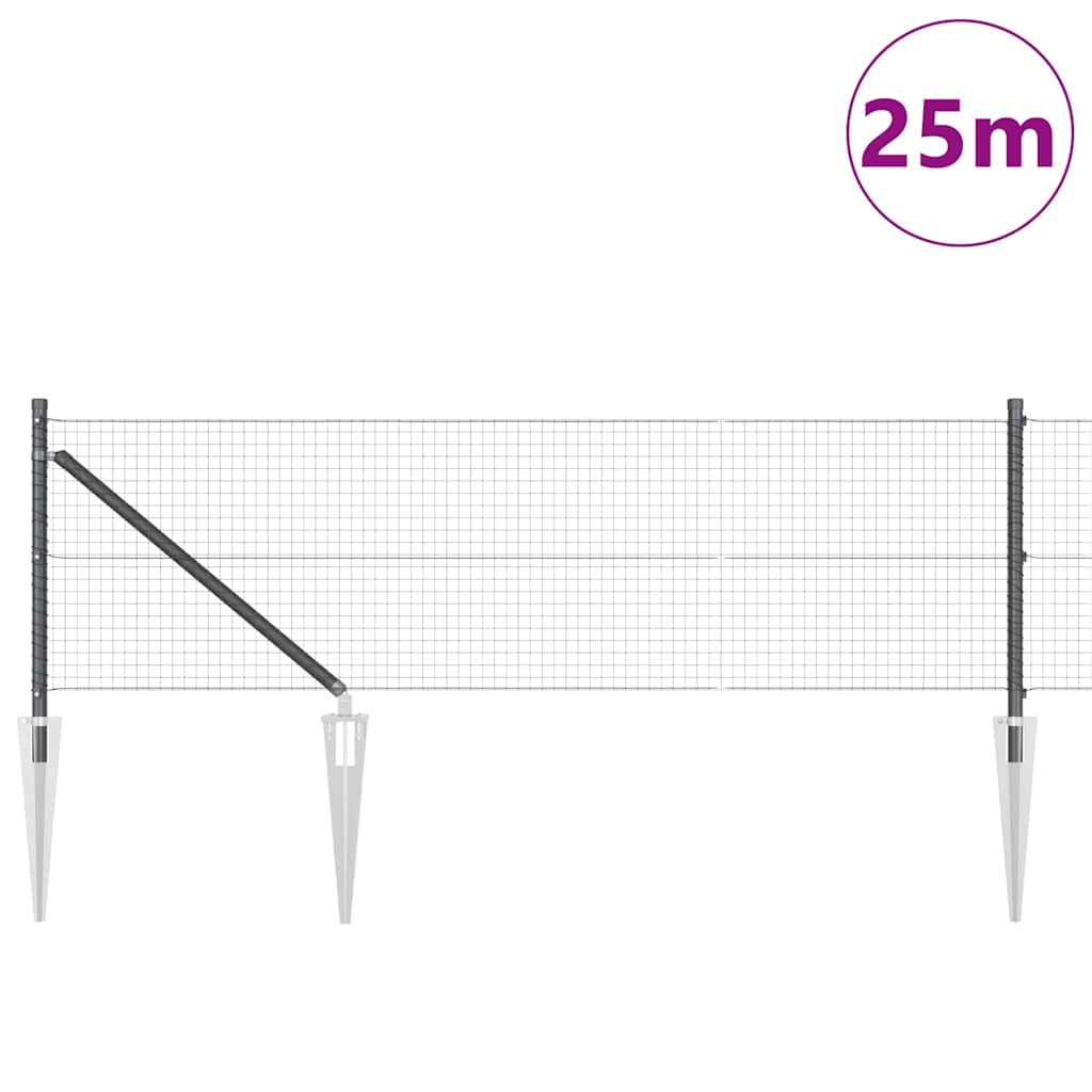 Svweiende trådgjerde med spisser 25 x 0,6 m (B x H)