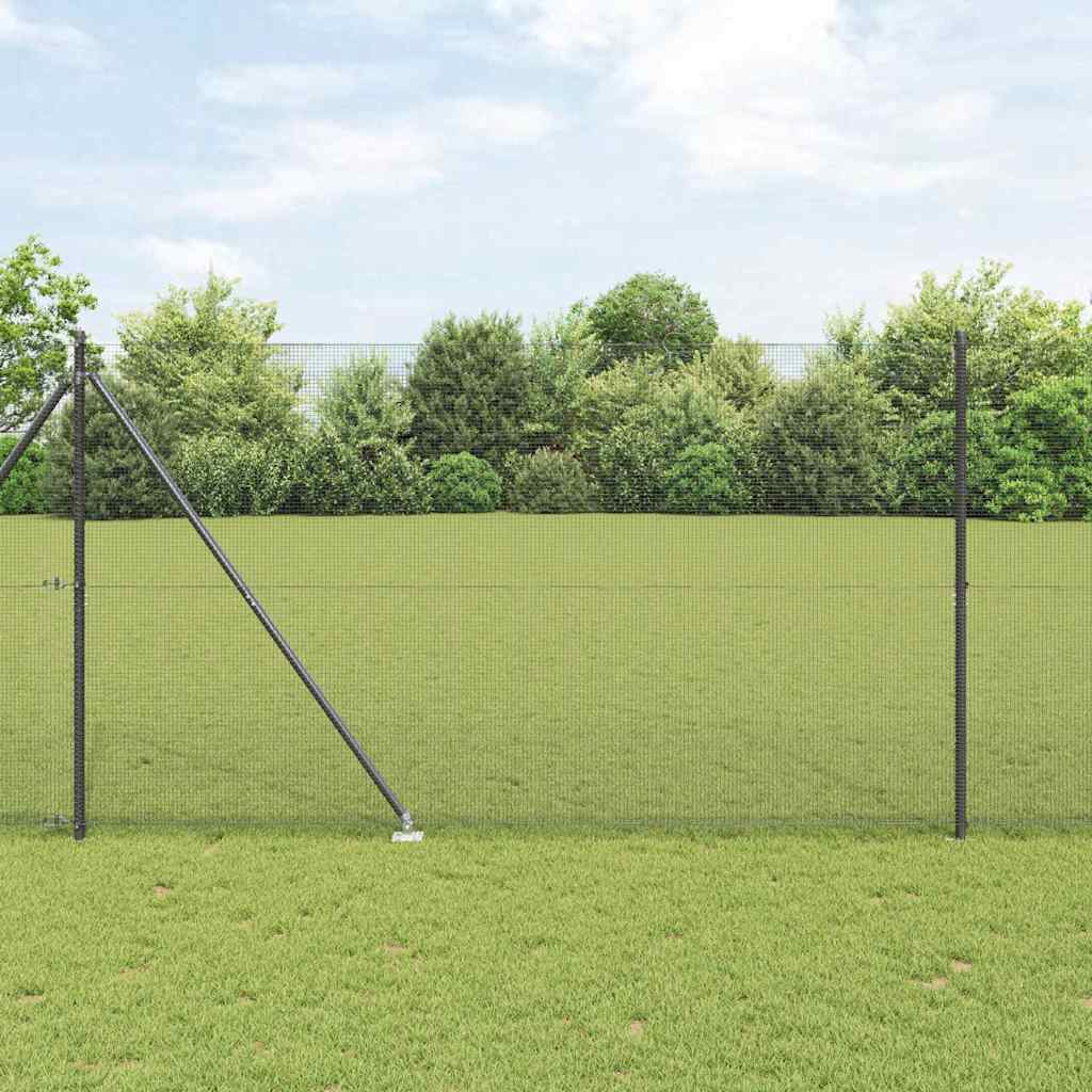 Svweiende trådgjerde med spisser 25 x 1,5 m PVC-belagt stål Grå