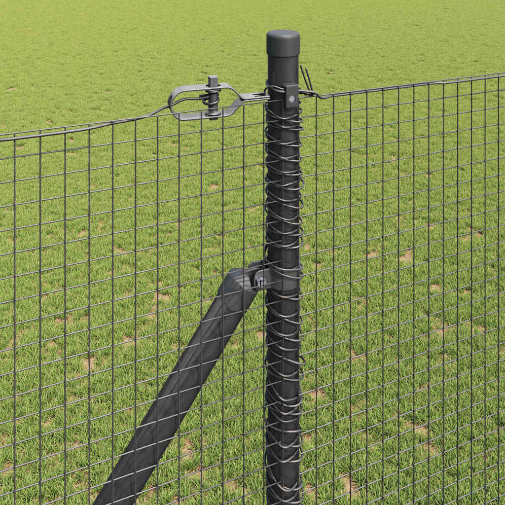 Svweiende trådgjerde med spisser 25 x 1,5 m PVC-belagt stål Grå