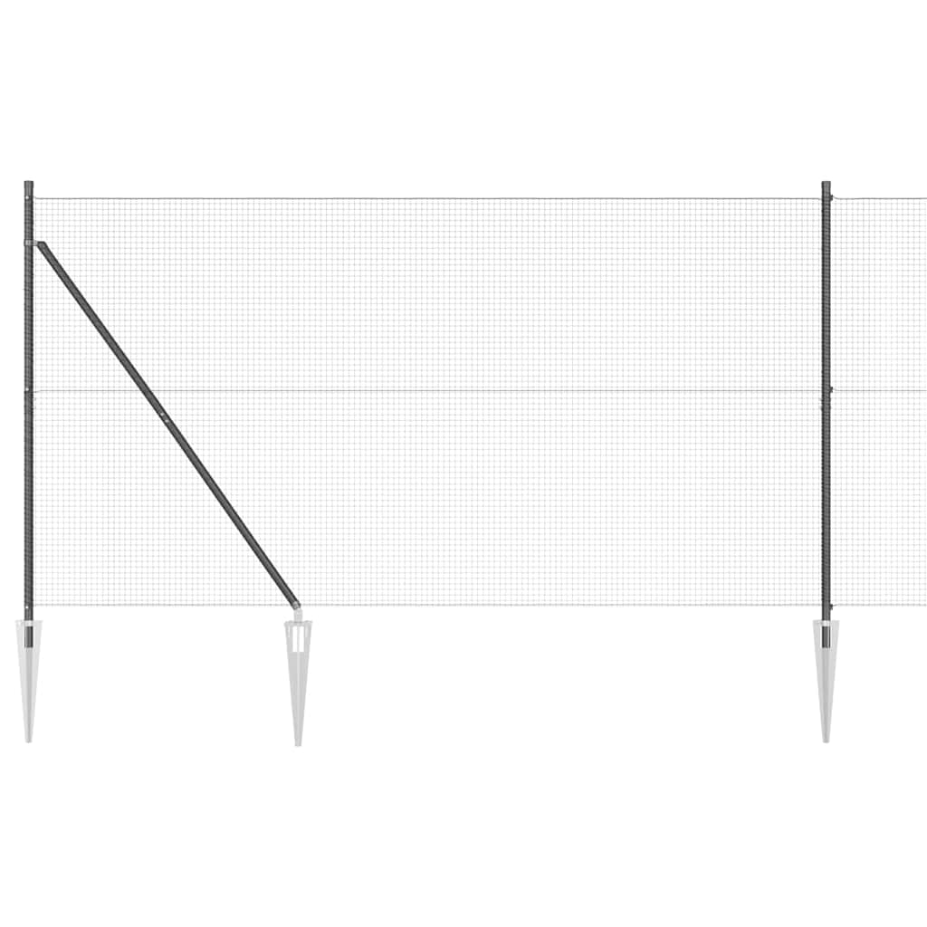 Svweiende trådgjerde med spisser 25 x 1,5 m PVC-belagt stål Grå