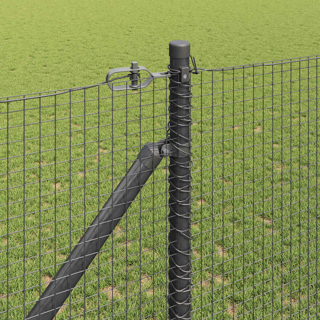 Svweiende trådgjerde med spisser 50 x 1,4 m PVC-belagt stål Grå