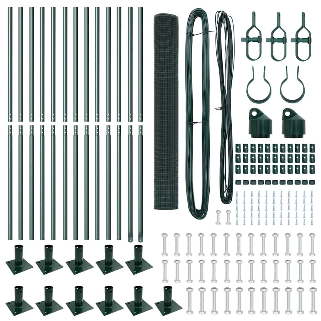 Sveistgjerde med Betongbase 25 x 1 m PVC-belagt stål Grønn Mesh