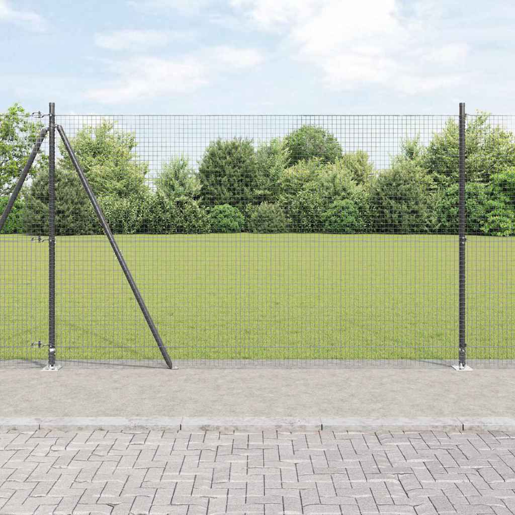 Sveistgjerde med Betongbase 10 x 1,5 m PVC-belagt stål Grå Mesh