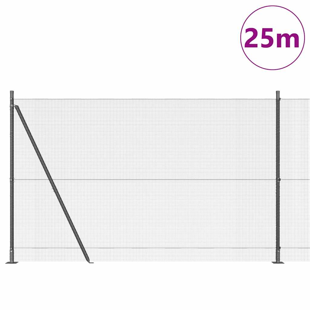 Sveistgjerde med Betongbase 25 x 1,5 m PVC-belagt stål Grå Mesh