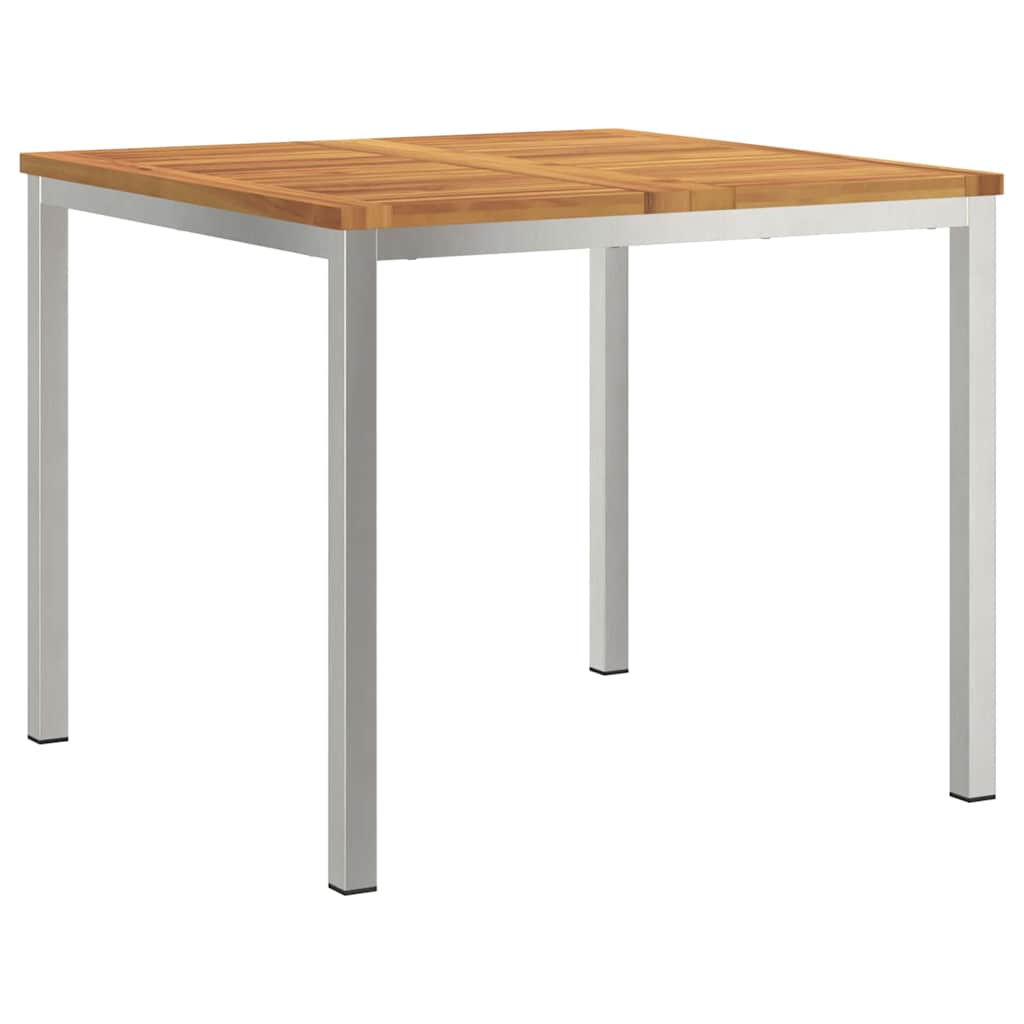 Spisebord 90x90x75 cm Massiv akasie tre og rustfritt stål