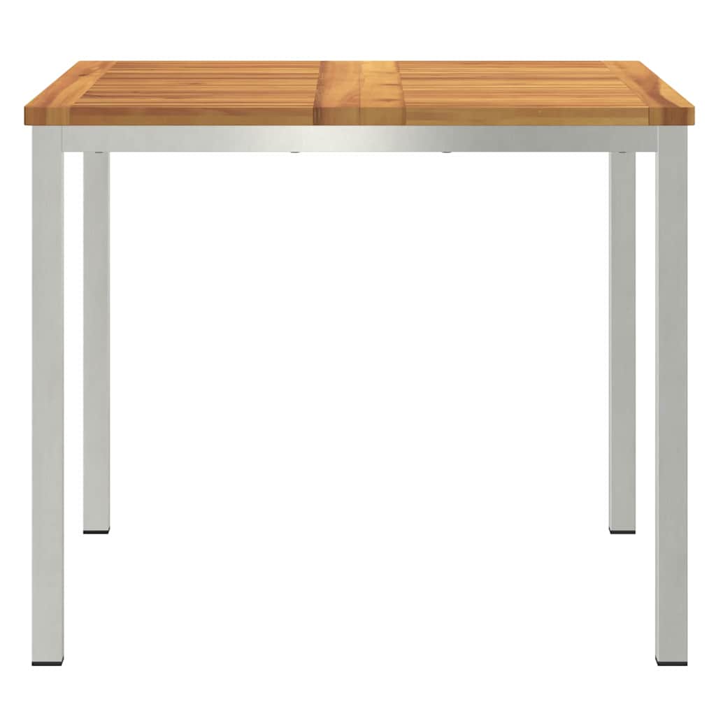 Spisebord 90x90x75 cm Massiv akasie tre og rustfritt stål