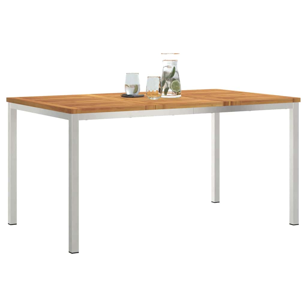 Spisebord 150x90x75 cm Massiv akasie tre og rustfritt stål