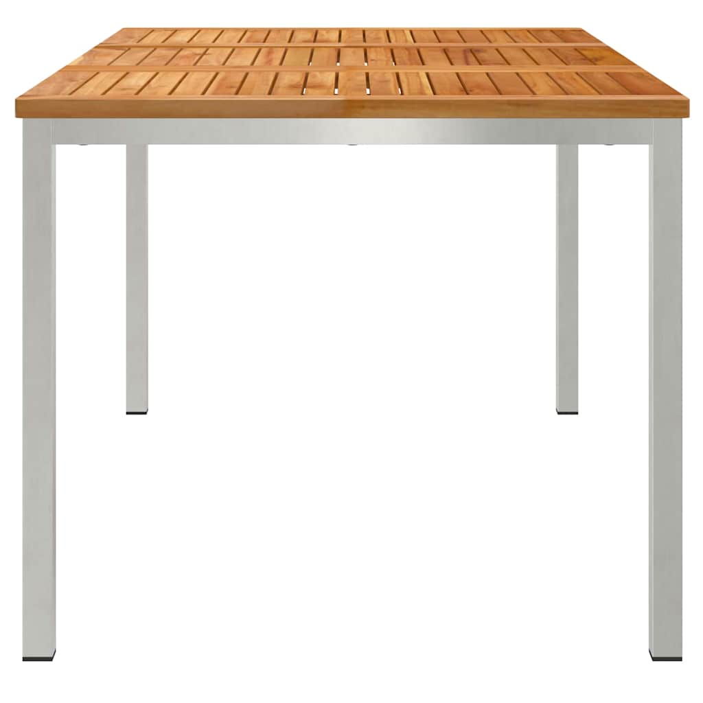 Spisebord 150x90x75 cm Massiv teak og rustfritt stål
