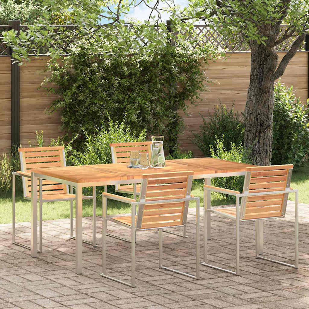Spisebord 180x90x75 cm Massiv teak og rustfritt stål