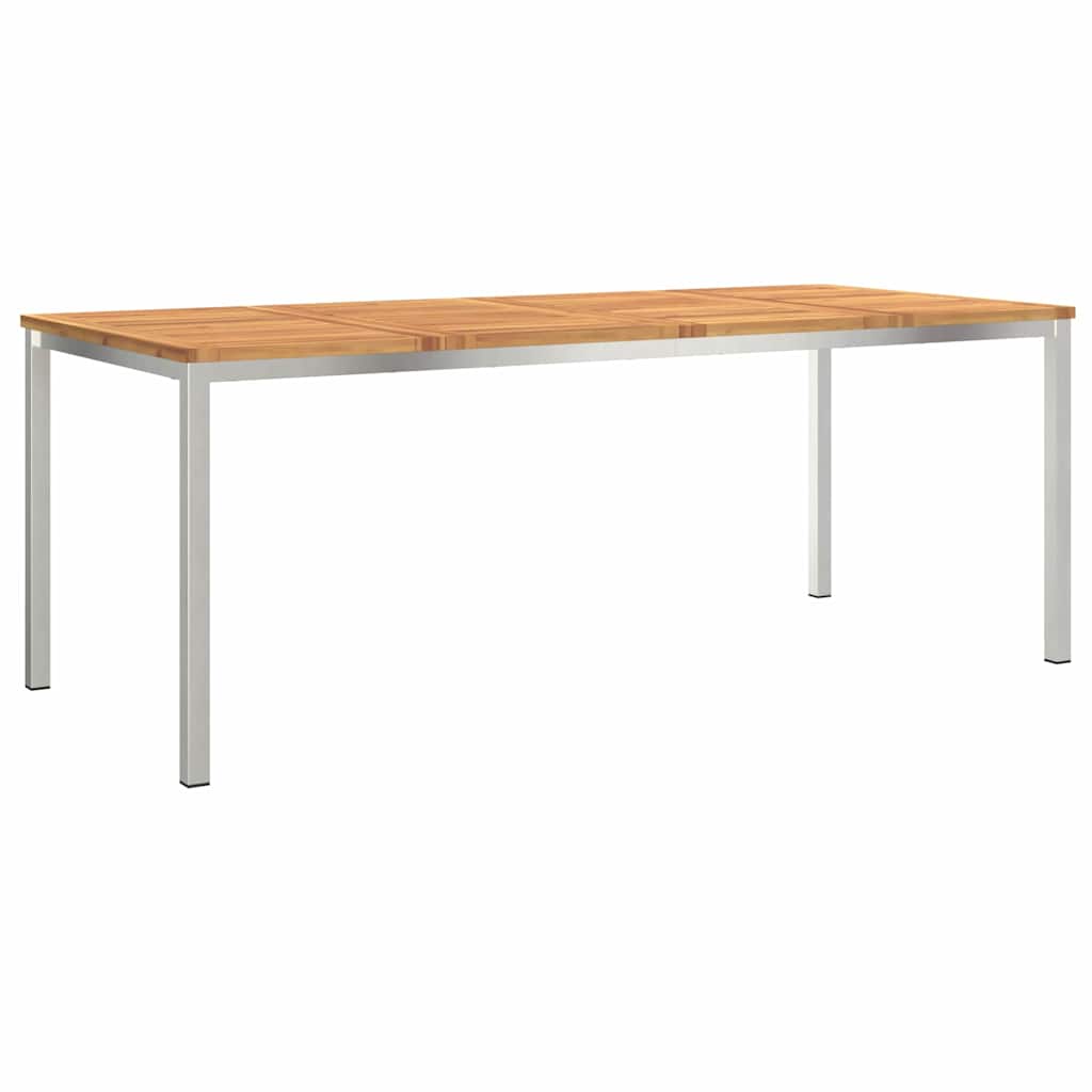 Spisebord 200x90x75 cm Massiv akasie tre og rustfritt stål