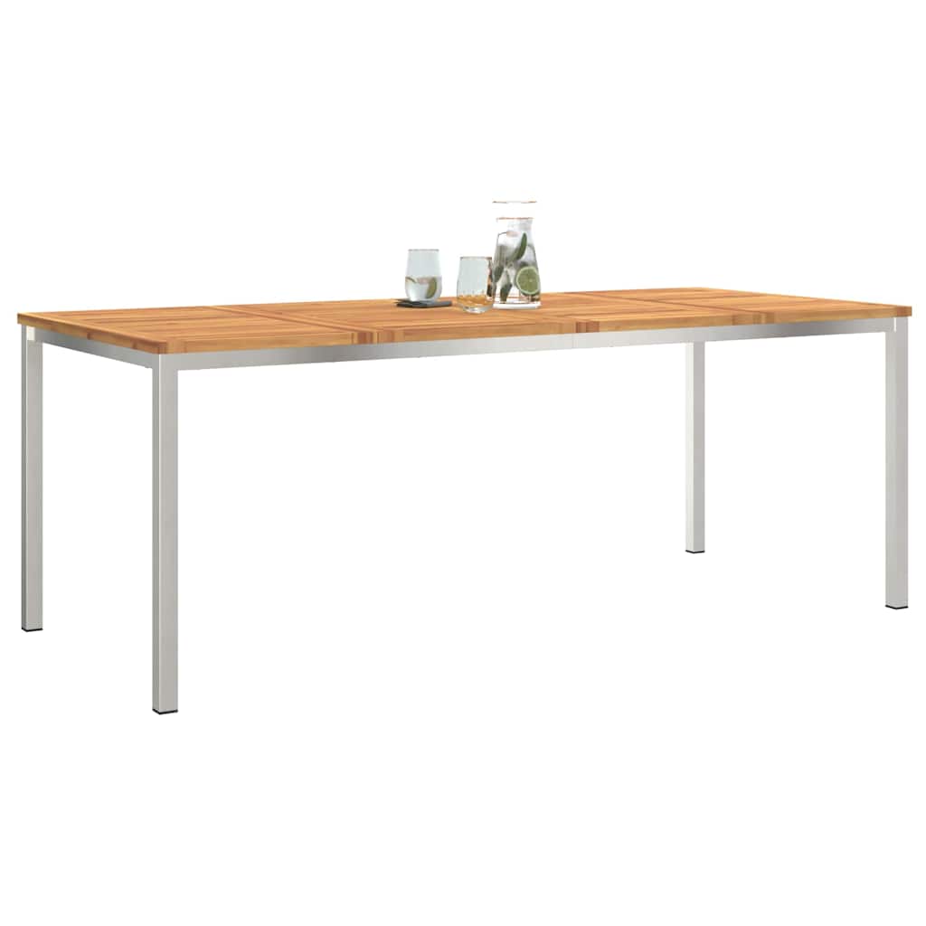 Spisebord 200x90x75 cm Massiv akasie tre og rustfritt stål