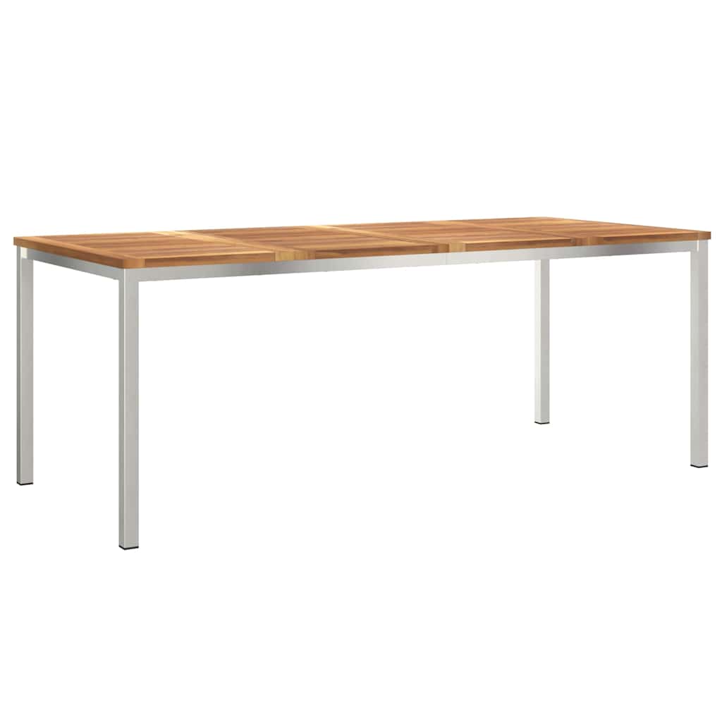 Spisebord 200x90x75 cm Massiv teak og rustfritt stål