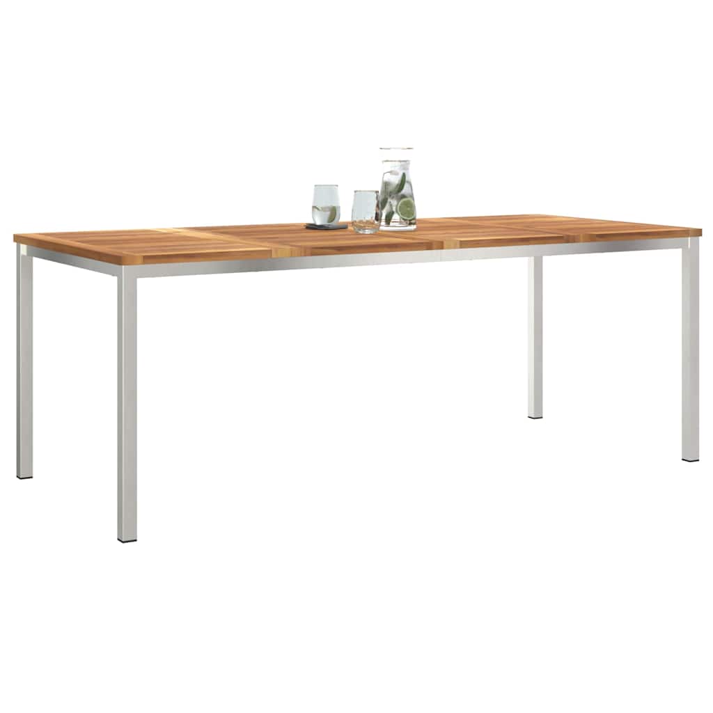Spisebord 200x90x75 cm Massiv teak og rustfritt stål