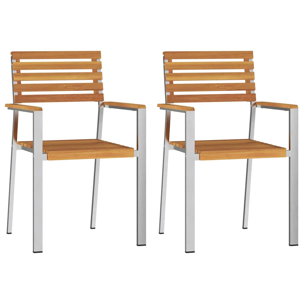 Hage Stol 2 pcs Massiv akasie tre og rustfritt stål