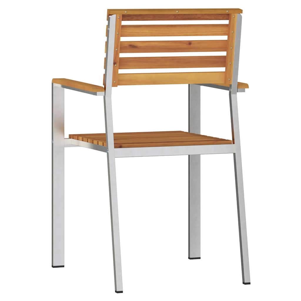 Hage Stol 4 pcs Massiv akasie tre og rustfritt stål