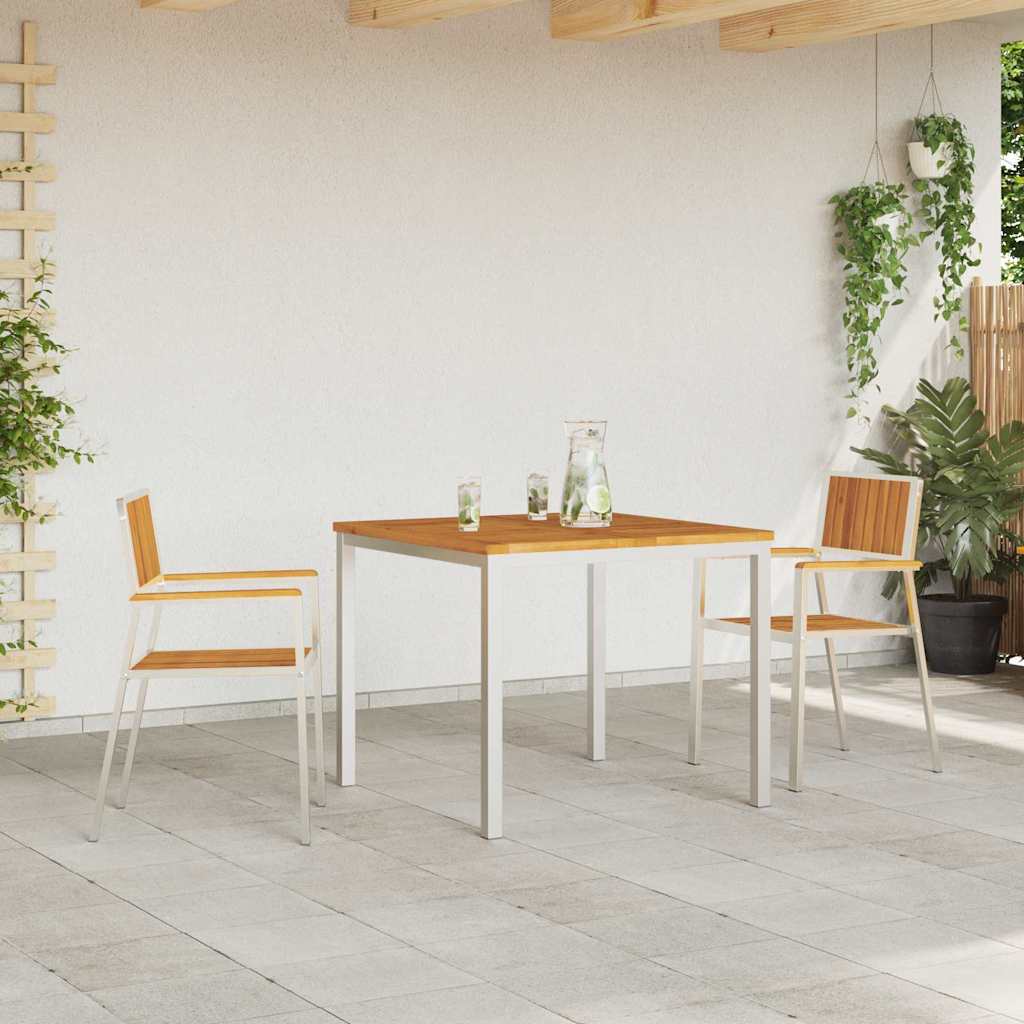 Hage Stol 2 pcs Massiv akasie tre og rustfritt stål