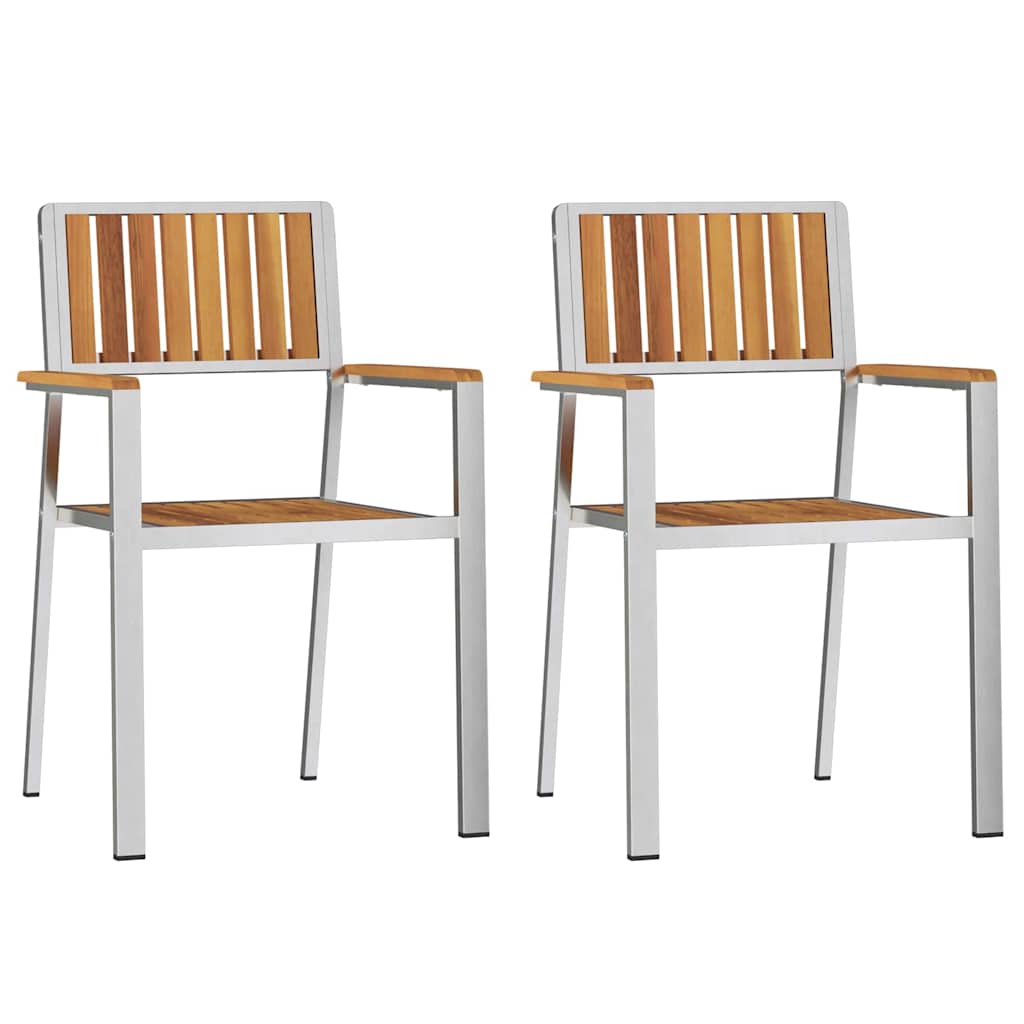 Hage Stol 2 pcs Massiv akasie tre og rustfritt stål