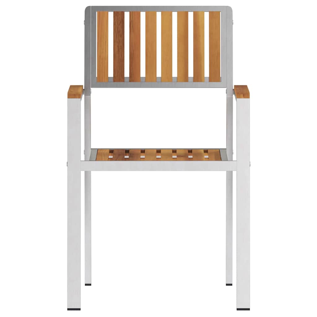 Hage Stol 2 pcs Massiv akasie tre og rustfritt stål