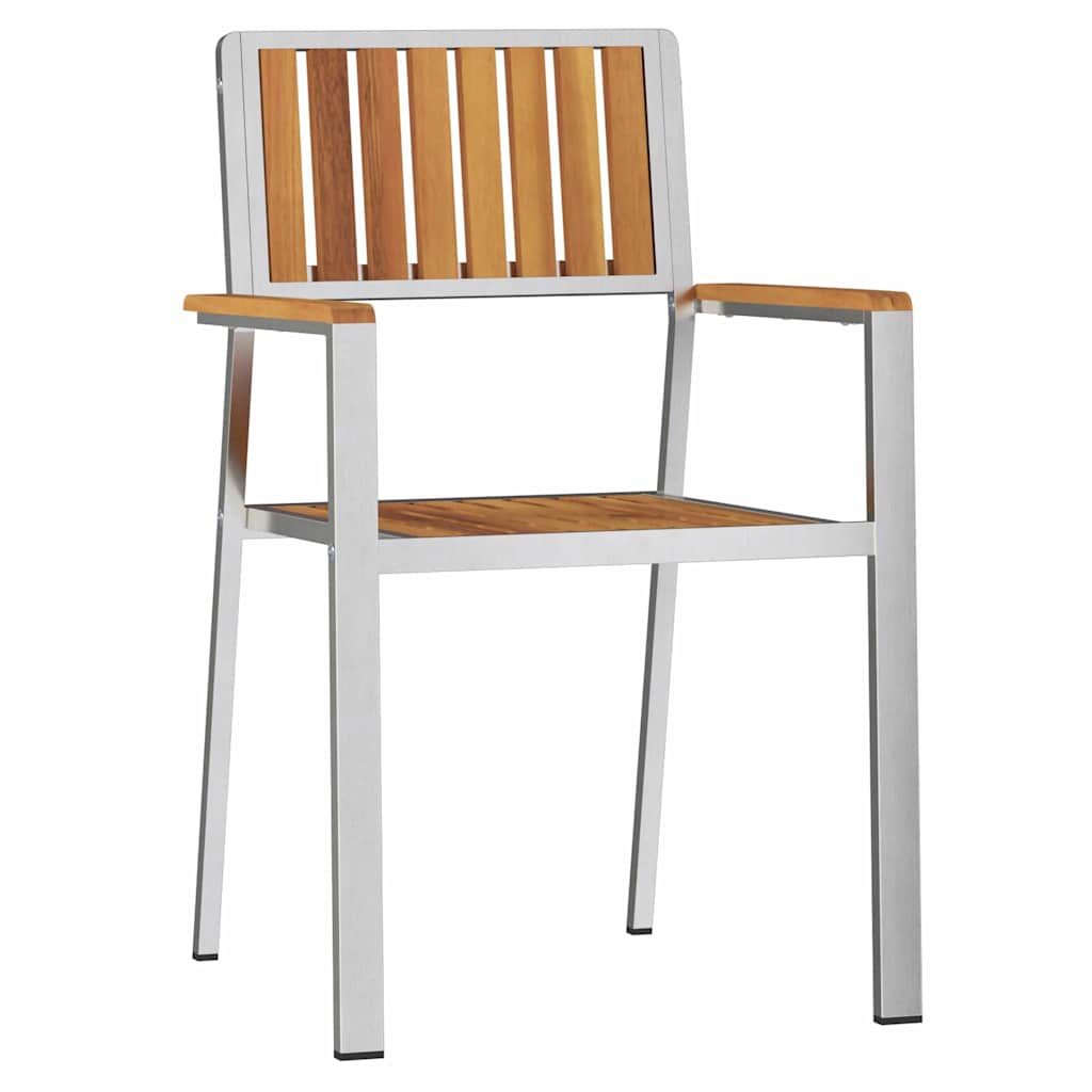 Hage Stol 4 pcs Massiv akasie tre og rustfritt stål