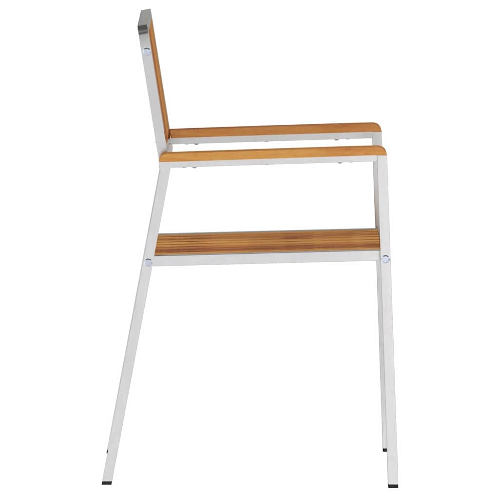 Hage Stol 4 pcs Massiv akasie tre og rustfritt stål