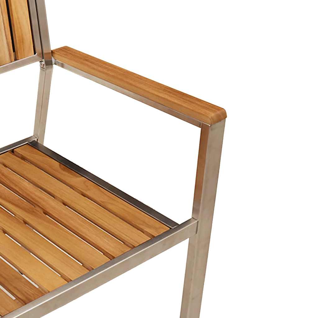 Hage Stol 2 pcs Massiv teak og rustfritt stål