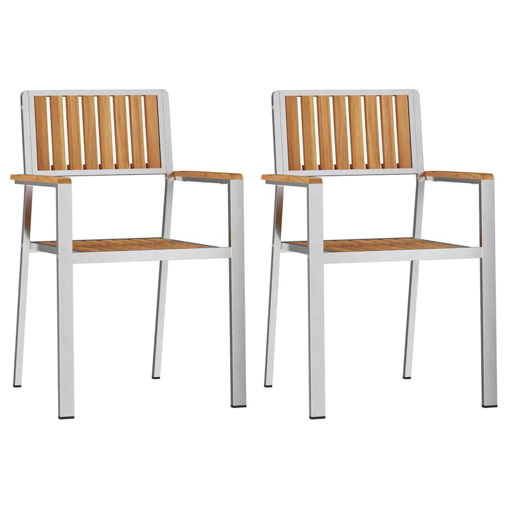 Hage Stol 2 pcs Massiv teak og rustfritt stål