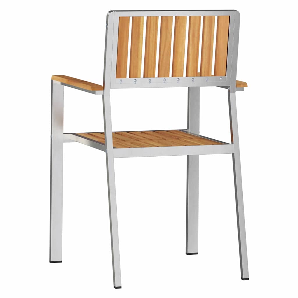 Hage Stol 2 pcs Massiv teak og rustfritt stål