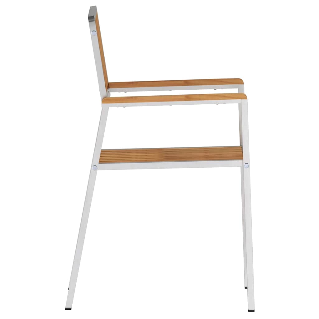 Hage Stol 2 pcs Massiv teak og rustfritt stål