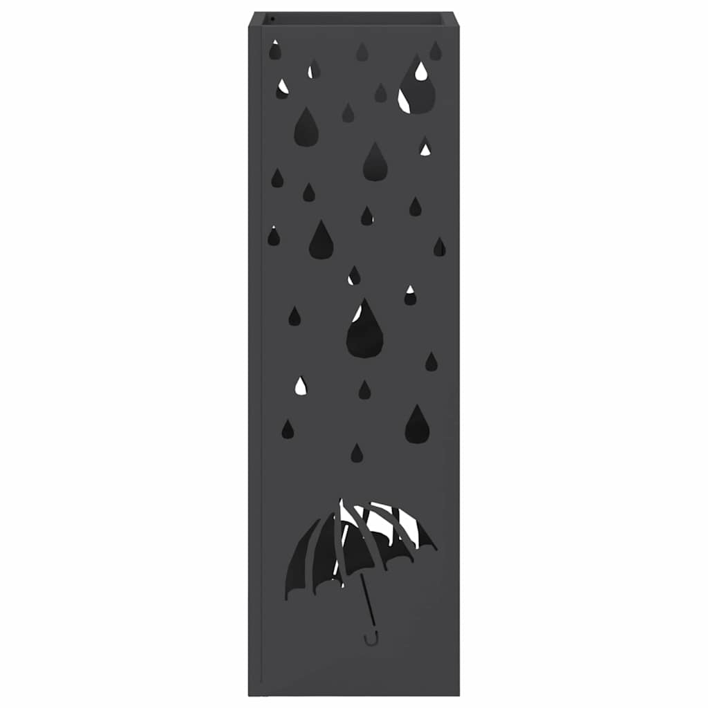 Regn paraplystativ med lagring Svart 15,5 x 15,5 x 49 cm Stål