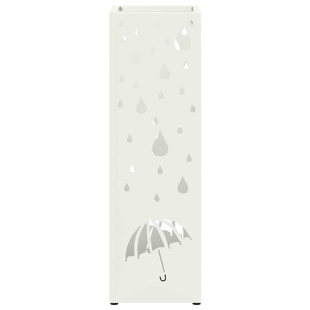 Regn paraplystativ med lagring Hvit 15,5 x 15,5 x 49 cm Stål
