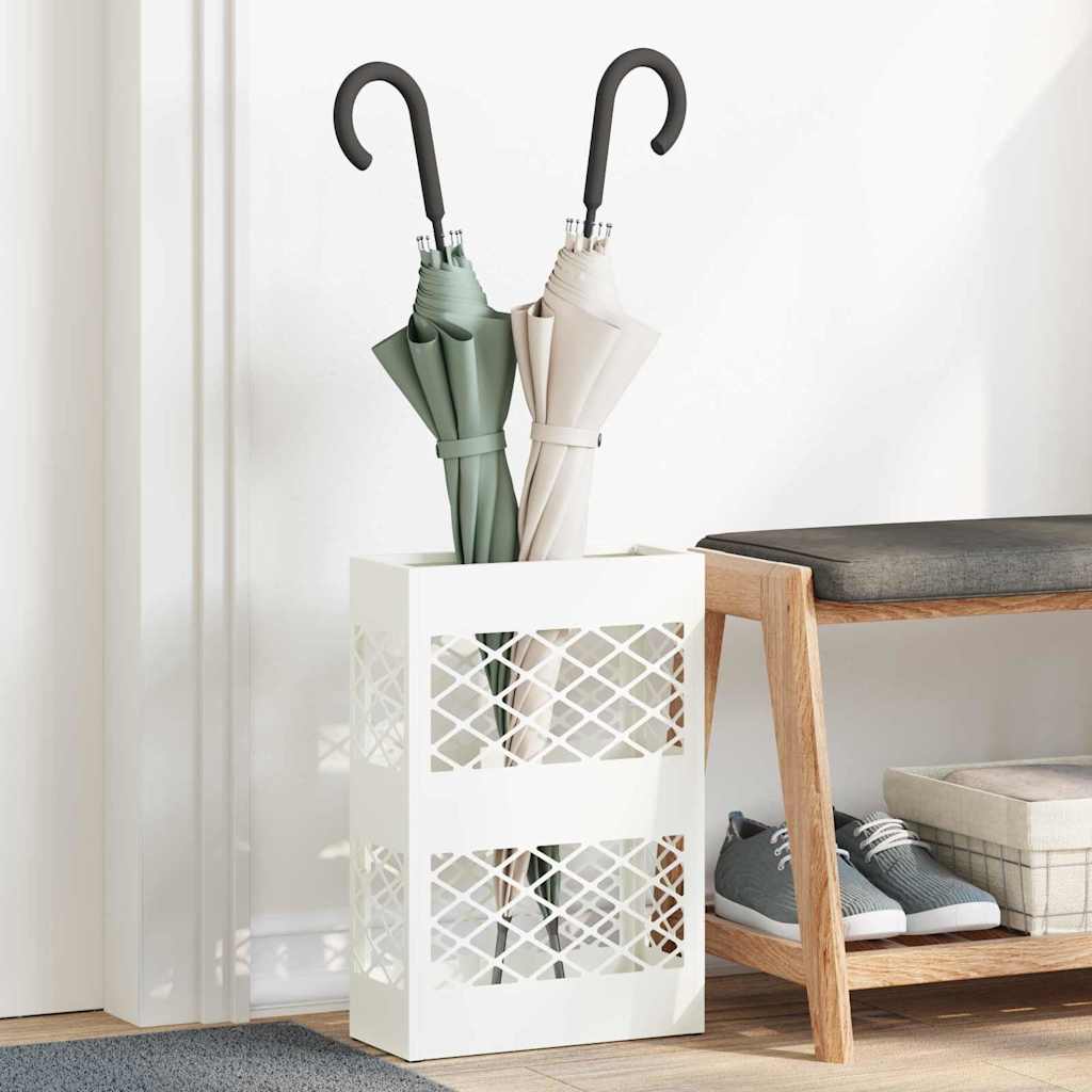 Regn paraplystativ Hvit 28 x 12 x 41 cm Stål