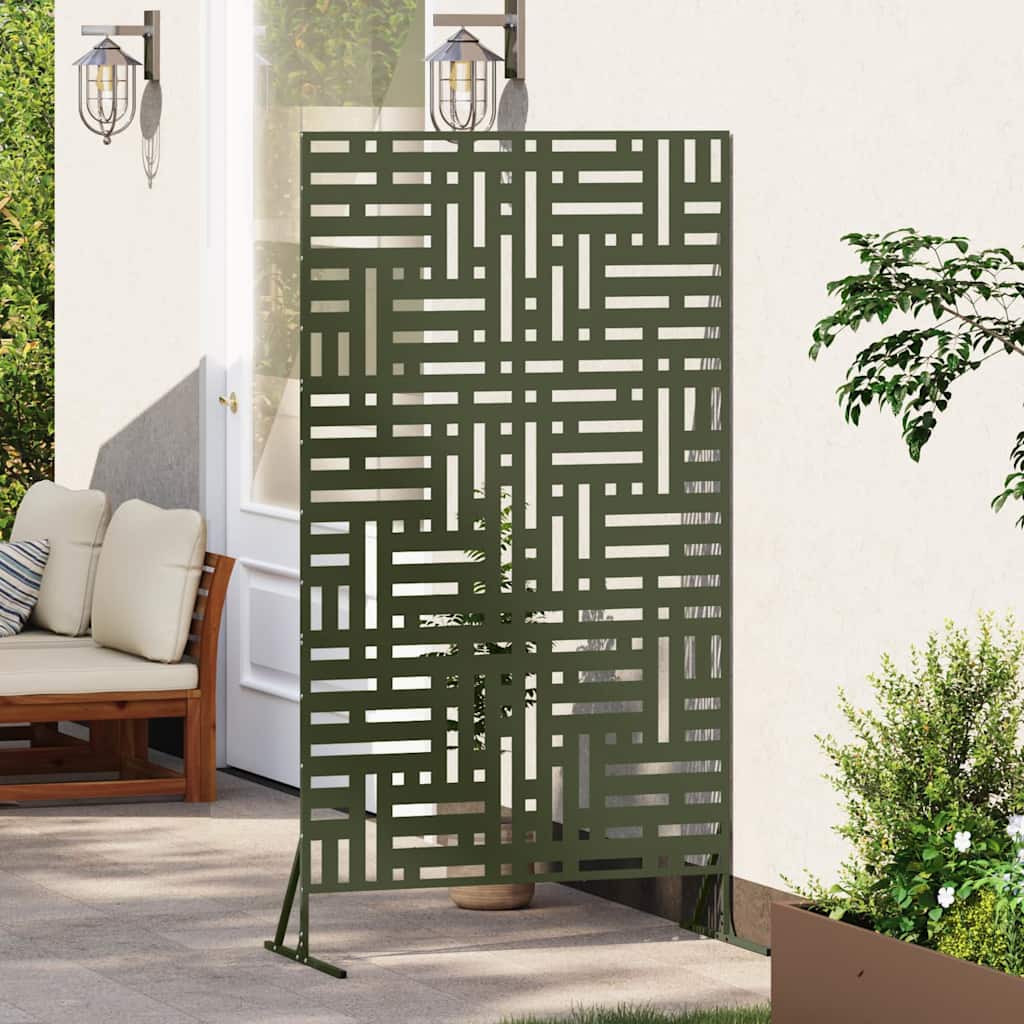 Personvernsvegg Olivengrønn 100 x 50 x 180 cm Stål vidaXL