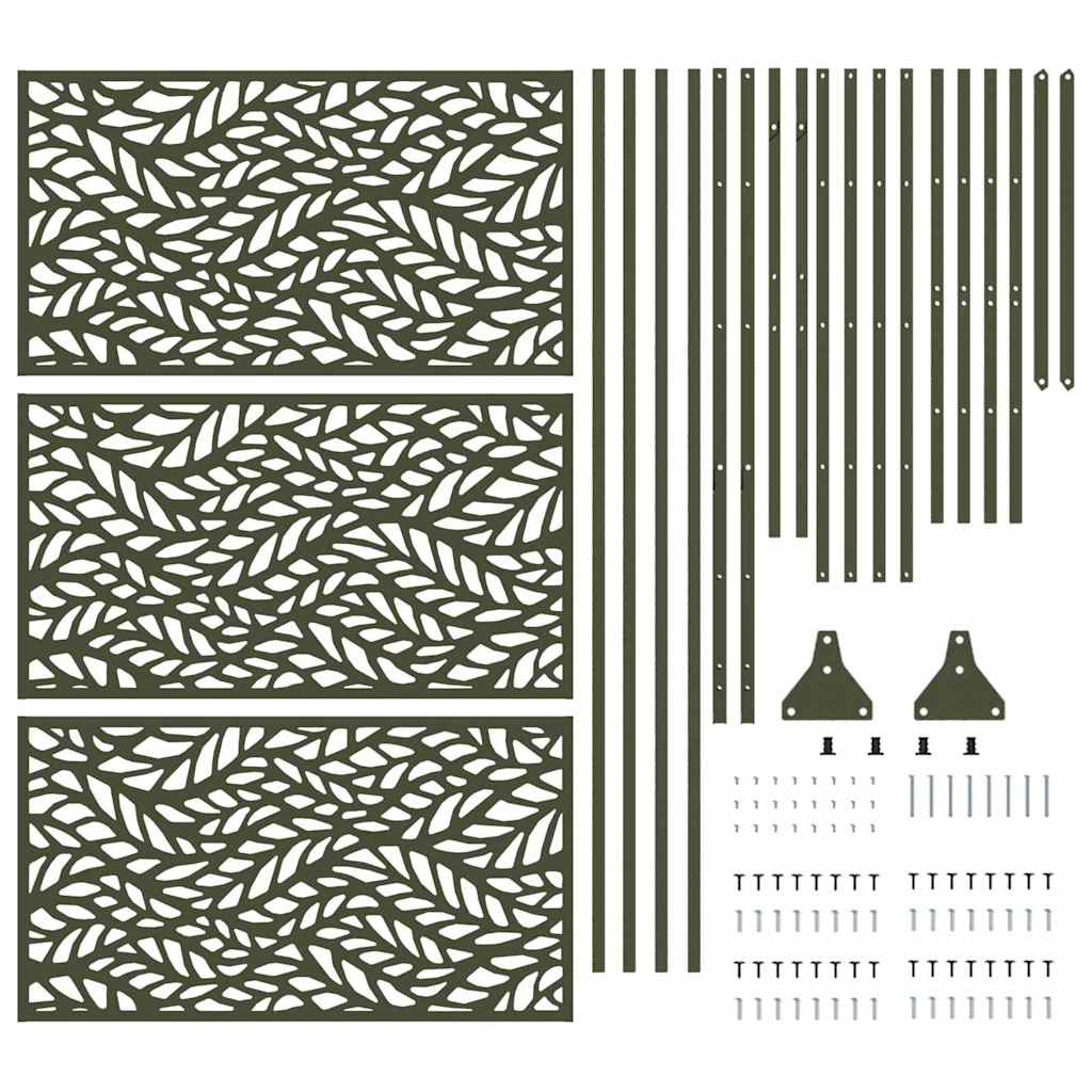 Personvernsvegg Olivengrønn 100 x 50 x 180 cm Stål vidaXL