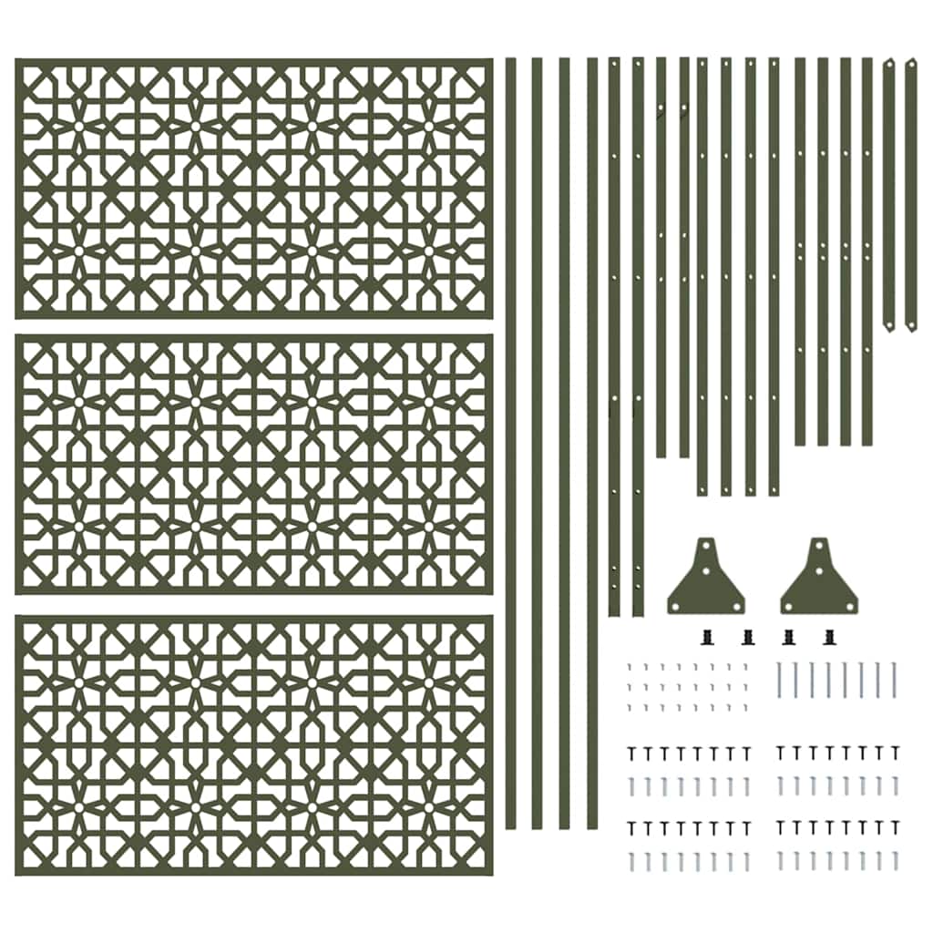 Personvernsvegg Olivengrønn 100 x 50 x 180 cm Stål vidaXL