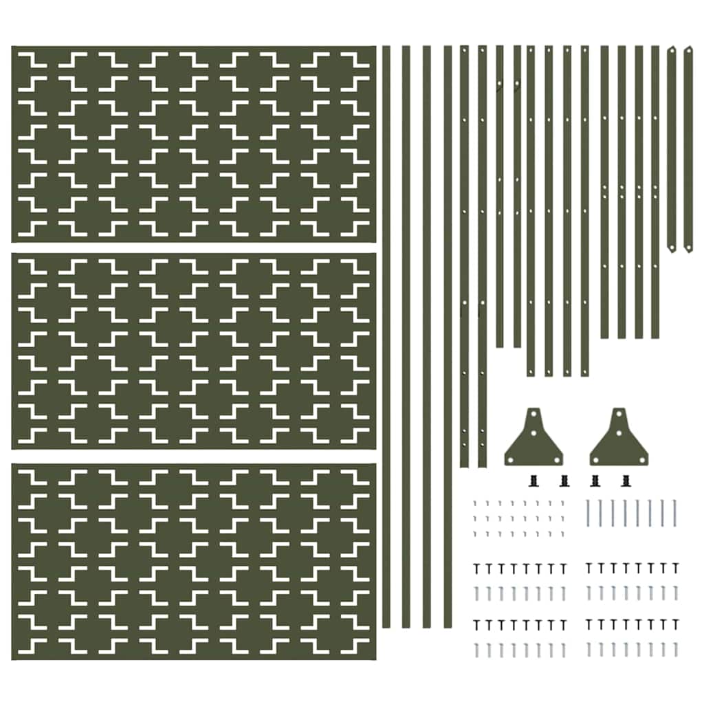 Personvernsvegg Olivengrønn 100 x 50 x 180 cm Stål vidaXL