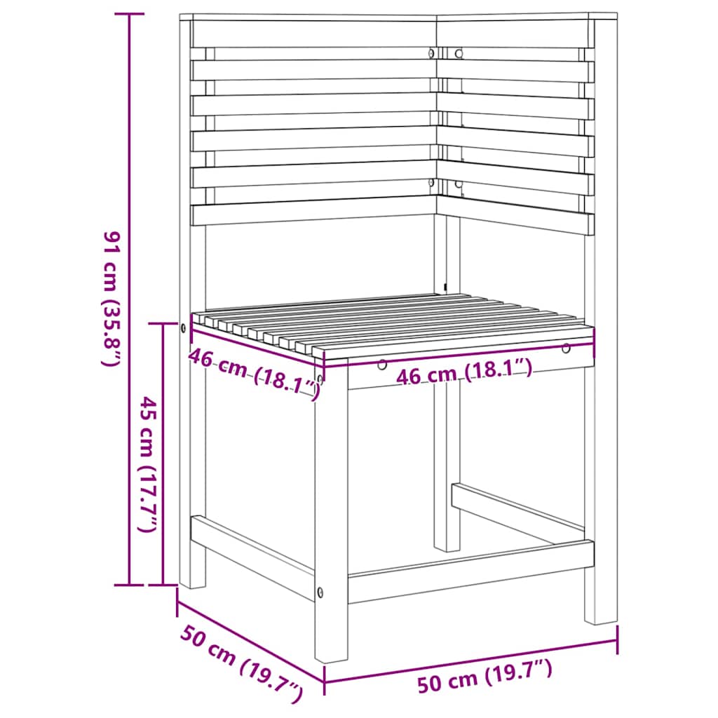 Hage Stol Brun 50 x 50 x 91cm Massivt akasietre