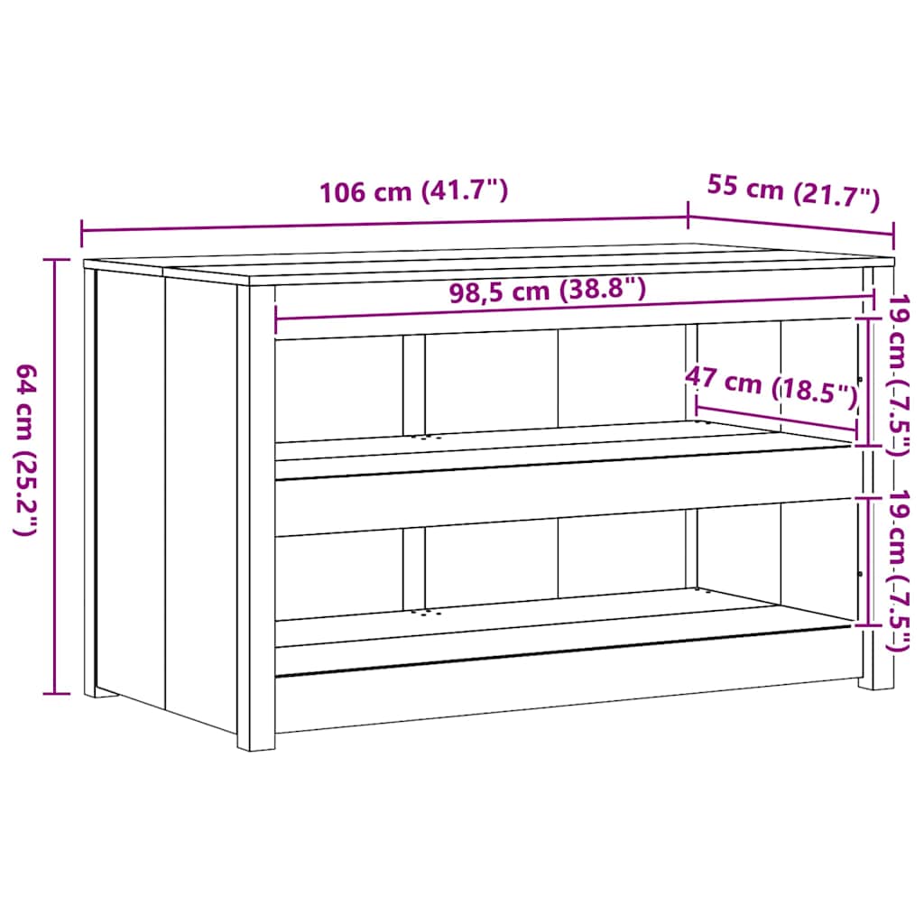 Kjøkkenskap med hylle Brun 106 x 55 x 64 cm Massivt furutre
