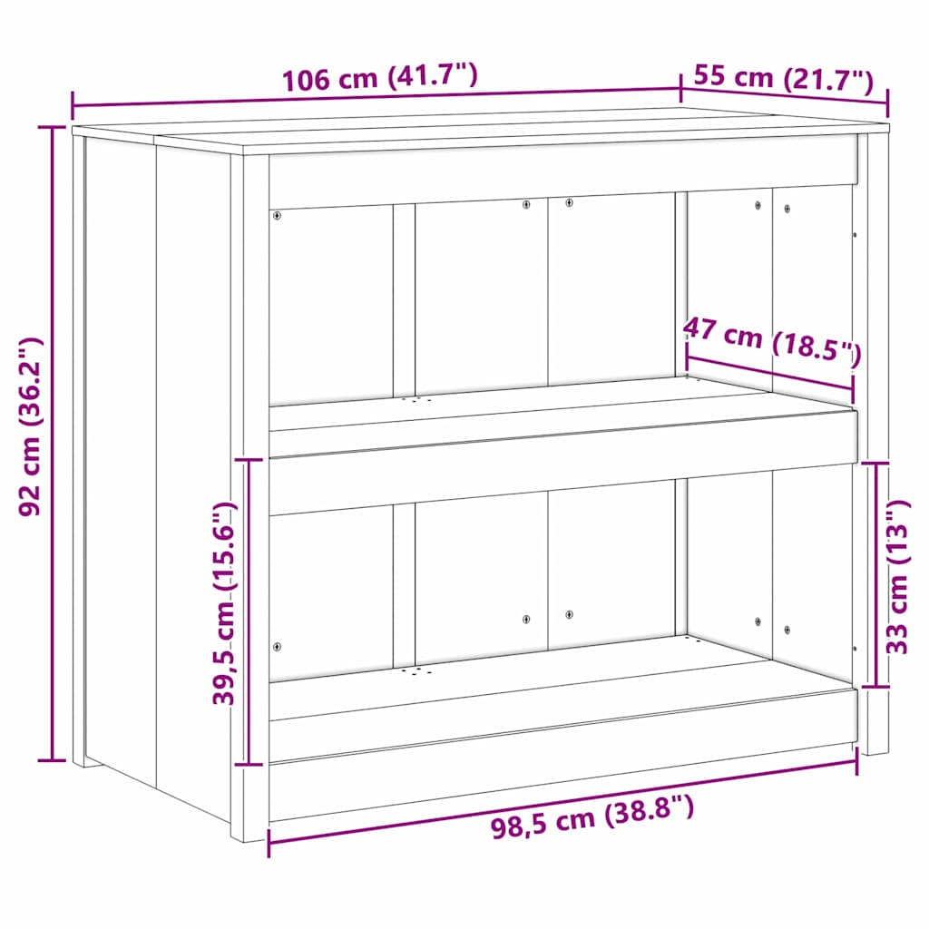 Kjøkkenskap MEPPEL Brun Eik 106 x 55 x 92 cm Massiv furu