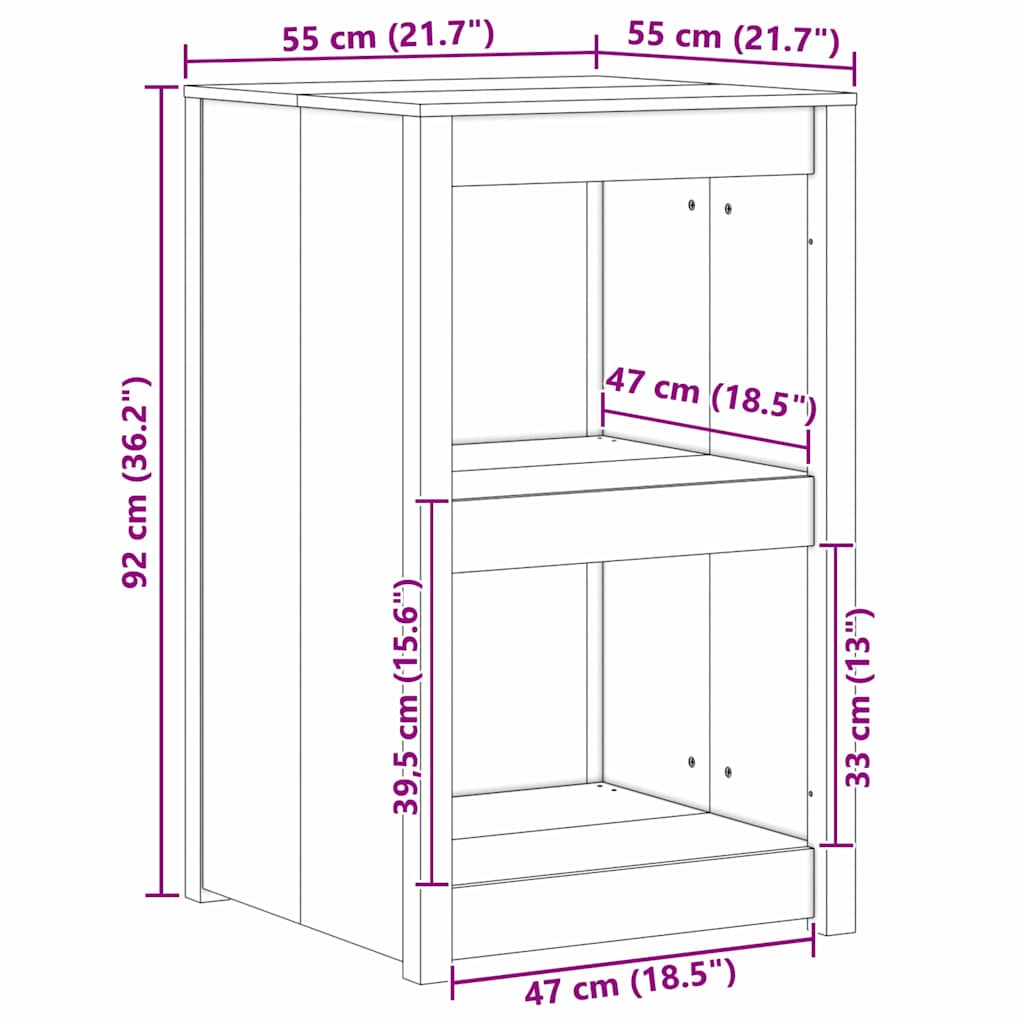 Kjøkkenskap med hylle Brun 55 x 55 x 92 cm Massivt furutre