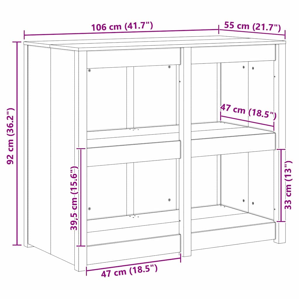 Kjøkkenskap med hylle Brun 106 x 55 x 92 cm Massivt furutre