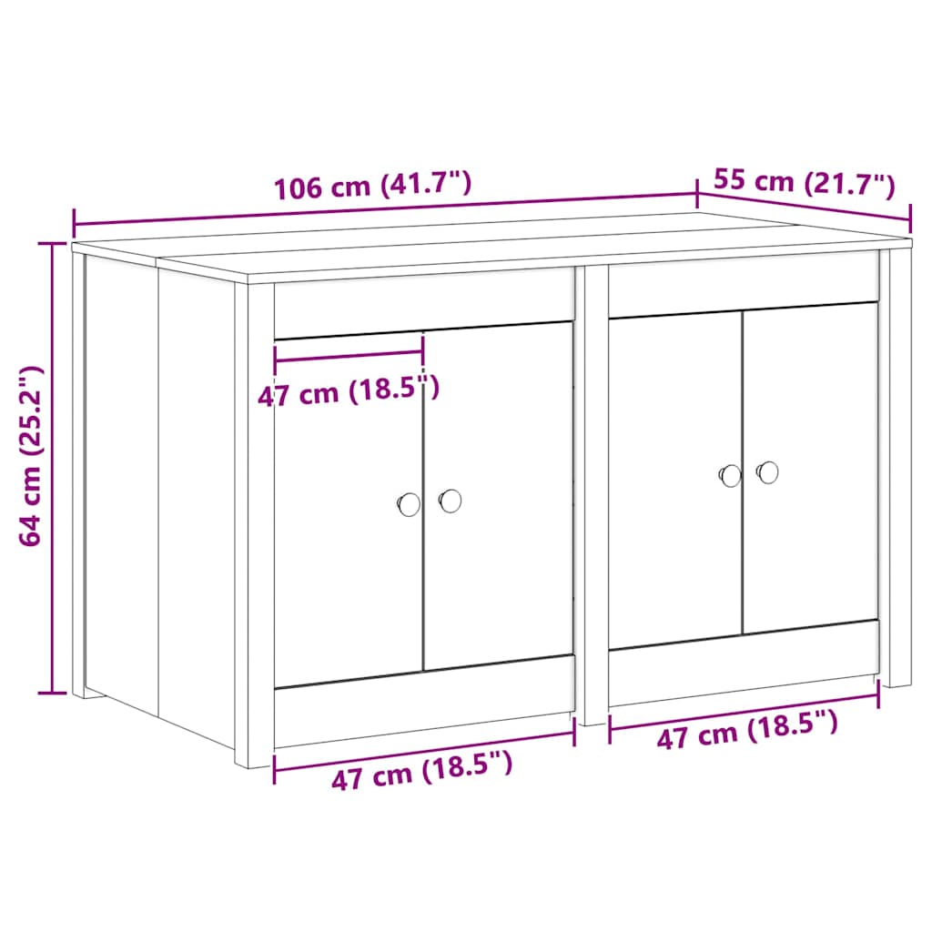 Kjøkkenskap med hylle Hvit 106 x 55 x 64 cm Massivt furutre